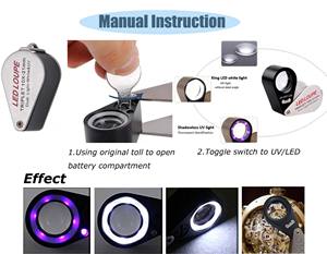 Opvouwbare Juwelier <span class=keywords><strong>Loupe</strong></span> <span class=keywords><strong>20x</strong></span> Sieraden Vergrootglas Loep Met Uv Lamp - Product Image 3