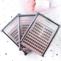 Nouveau design de cils segmentés DIY, cils individuels en grappe, cheveux synthétiques pour cils en éventail, cils faits à la main avec tige en coton noir