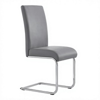 Chaise de salle à manger moderne en cuir PU courbé avec pieds en métal, dossier haut – Mobilier de cuisine et de maison de luxe léger