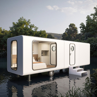 Maison capsule préfabriquée en acier de 8m de design contemporain de luxe Maison Apple Space 2 chambres à coucher avec caractéristiques solaires