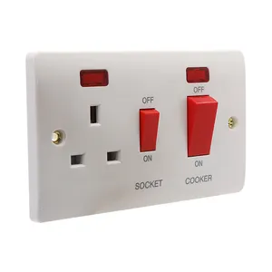 1 gang uk socket+20A DP switch+45A DP switch cooker wall switched socket