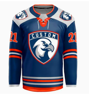Maillot de hockey en ligne imprimé par sublimation, personnalisé pour homme adulte, 100% polyester, brodé, rouge et bleu, drôle, inspiré du film Mighty Ducks