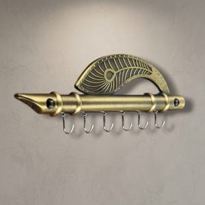 KELLTON Vintage Brass Wall Mounted Coat Rack with 6 Hooks and Peacock Design Multifunction for Entryway Decor - Product Image 2