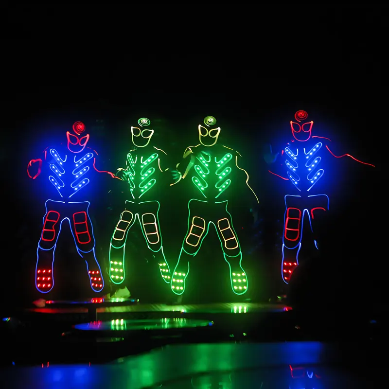 アメリカ人男性の才能ダンスコスチュームハロウィーンステージパーティーパフォーマンスコスチュームのためのLed光ファイバーライトコスチューム