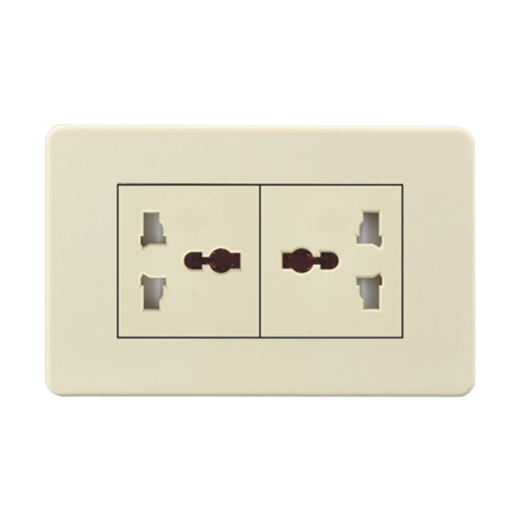Professional Durable Type 3 Pin Multi-Function Standard US Wall Socket Two Gang