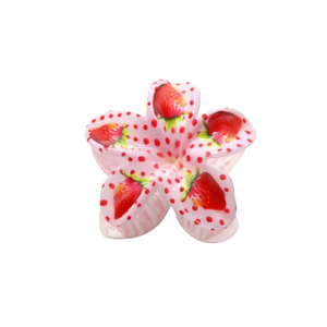 Angelina Strawberry Print Frangipani Claw Clip 8Cm Hair Accessory For Women Daily Use - Product Image 1