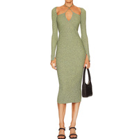 Robe à bretelles spaghetti de haute qualité pour femme Robe côtelée à col licou en tricot pour femme