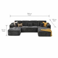 Canapé d'angle modulaire confortable et abordable avec chaise longue et ottoman, design moderne, idéal pour appartement, lit rembourré en éponge