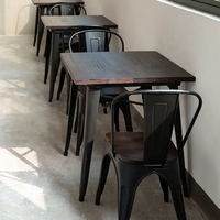 Table et chaises de salle à manger en bois et fer de style loft vintage industriel de luxe en gros pour restaurant, fast-food, café
