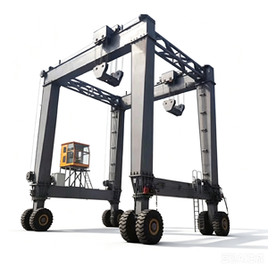 Grue à <span class=keywords><strong>portique</strong></span> sur pneus <span class=keywords><strong>avec</strong></span> direction à 90 degrés et commande PLC, utilisée pour l'usine de production de maisons préfabriquées en béton - Product Image 1