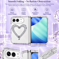 Coque transparente pliable pour iPhone 18 Duo avec support cœur pailleté et dragonne, étui double matériau, fabricant et fournisseur OEM ODM