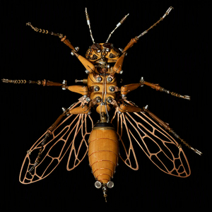 Sculpture <span class=keywords><strong>d</strong></span>'abeille steampunk faite à la main Sunmuse Studio, Art en bois noir africain et laiton, <span class=keywords><strong>D</strong></span>écoration <span class=keywords><strong>d</strong></span>'intérieur mécanique LED de collection - Product Image 5
