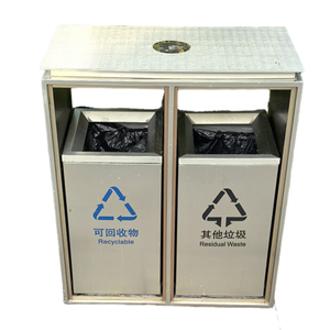 <span class=keywords><strong>Poubelle</strong></span> écologique double compartimentable personnalisée en acier galvanisé / acier inoxydable pour tri sélectif - Product Image 1