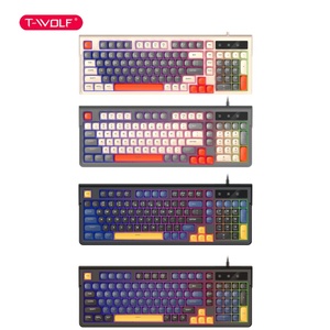 T-WOLF T13 cơ khí có dây RGB Backlit không thấm nước Ergonomic Máy Tính Xách Tay Bàn Phím 98 phím DPI 1000 đa phương tiện chức năng phím USB loại - Product Image 1