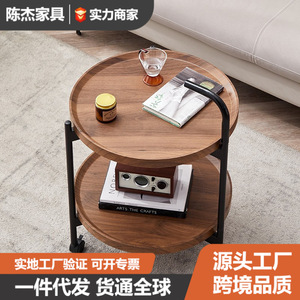Bona Gold Square Round Cart Side <b>Table</b> Wood Top Storage Living Room <b>Coffee</b> <b>Table</b> Modern Style Small Trolley <b>Table</b> - Product Image 4