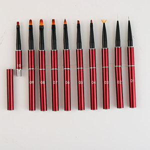 Brosse de manucure de luxe pour décoration d'art d'ongle forme de cheveux plats avec poignée en métal et couvercle d'ongle outils de Gel de virole sertie - Product Image 1