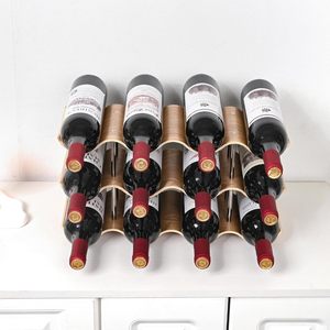 TRUDING Porte-bouteilles moderne pour comptoir, 12 bouteilles, autoportant, 3 niveaux, design ondulé en bois, rangement pour <span class=keywords><strong>vin</strong></span> pour la maison, la cuisine, le bar - Product Image 6