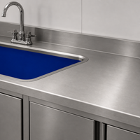 Évier commercial en acier inoxydable avec armoire de rangement, étagères et portes doubles pour cuisines, restaurants, buanderies et salles utilitaires
