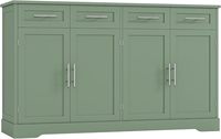 Buffet de cuisine vert haut avec 4 tiroirs, grand meuble de bar à café, table de buffet moderne pour salle à manger et salon