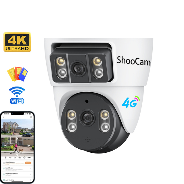 V380 Pro Long Life Battery 8000mah Recharge 4G Camera Dual Lens Indoor Ptz Camera Dome Cam 4G Camera