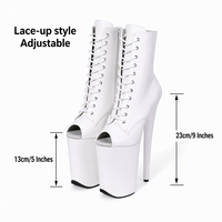 Chaussures de pole dance professionnelles en PU de 9 pouces, motif peau de serpent, bottes à lacets à bout ouvert, adaptées aux spectacles sur scène