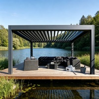 Pergola et gazebo motorisés modernes en alliage d'aluminium imperméable avec finition écologique résistante aux UV et revêtement poudré pour jardin et terrasse