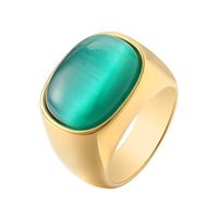 R0117-HK09 Bague Rétro pour Homme en Acier Titane, Style Tendance avec Œil Taillé Princesse, Simple et Personnalisé, en Acier Inoxydable