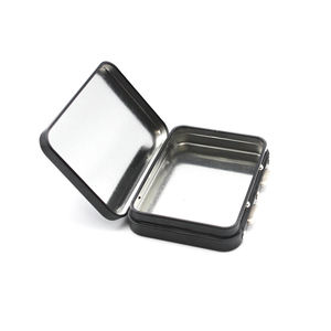 ケースボックスヒンジ付き気密チャイルドプルーフタバコキャンディピルメタルボタンロックブリキケースボックス - Product Image 3