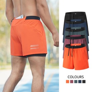 Compressie Korte Snelle Droge Fa Ke Tweedelige Dubbellaagse Shorts Zomer Sport Panty Broek Outdoor Marathon Mannen Workout Shorts - Product Image 4