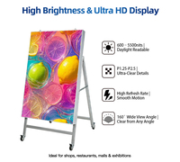 Afficheur LED portable pour intérieur et extérieur, écran publicitaire numérique, contrôle sans fil par application, support pliable, roues mobiles