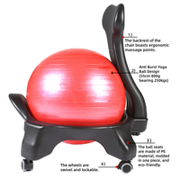 Chaise ballon d'équilibre pour yoga, Pilates, gym, fitness, ballon de 55 cm, chaise ergonomique de qualité supérieure pour la maison et le bureau avec pompe à air