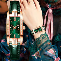 Jam Tangan Wanita NYY Light Luxury Diamond Student Small Green Watch Niche, Jam Tangan Quartz Sederhana dan Modis