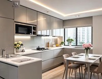 Meubles de cuisine contemporains courbés laqués de luxe sur mesure CBMmart, armoires de rangement pour appartement