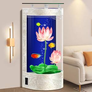 Huishoudelijke <span class=keywords><strong>LED</strong></span>-verlichting glazen halvemaanvormige wandaquarium visbak decoratie milieuvriendelijk ultra stil energiebesparend zelfreinigend - Product Image 2