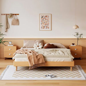 <span class=keywords><strong>Lit</strong></span> King Nordique en Bois Massif Tout Hêtre de 1.8 Mètres Grand <span class=keywords><strong>Lit</strong></span> Doux Durable pour Chambre Principale pour Petits Appartements Design Européen - Product Image 4