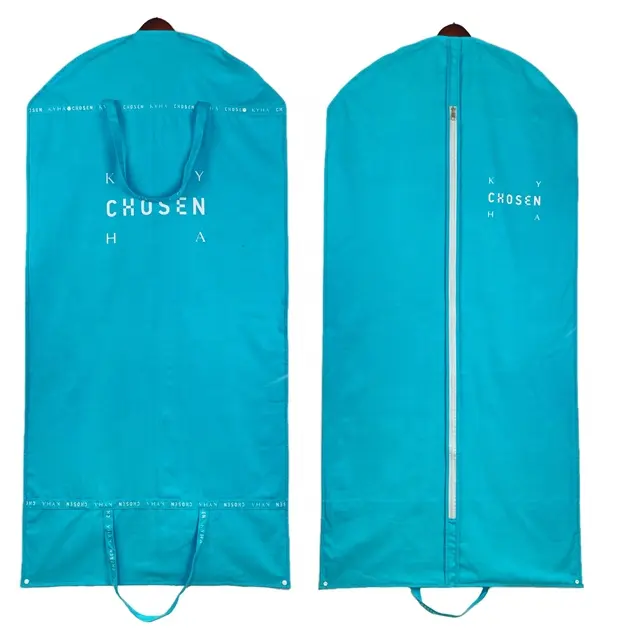 Ingrosso Logo personalizzato Oem tessuto blu tela pieghevole Ziplock indumento organizzare borse per abiti