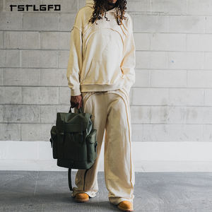 Men's Avant-Garde Style Eco-Friendly 100% <b>Organic</b> Cotton Acid Wash Printed Distressed Detail Long Sleeve Top Drop Crotch Pants - Product Image 4