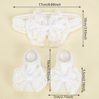 Ensemble trois pièces transfrontalier pour bébé : bandeau à nœud, chaussettes de sol et serre-tête en dentelle ajourée respirante, en mélange de coton