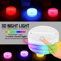 Acrylique 3D Nuit LED Lumière Lampe Affichage Base Lumière Base Stand 7 Couleurs avec Télécommande USB Câble Lumière Décorative