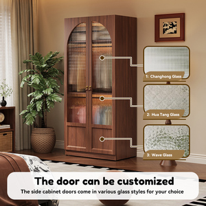 <span class=keywords><strong>Armoire</strong></span> autoportante en acier imitation bois à <span class=keywords><strong>4</strong></span> <span class=keywords><strong>portes</strong></span> avec tringle de suspension et étagères de rangement pour la maison - Product Image 3