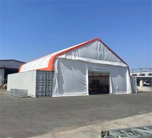 Abri de stockage industriel à toit en pente pour conteneur maritime 26'x20' à double treillis avec bâche en PVC robuste de 32 oz - Product Image 1
