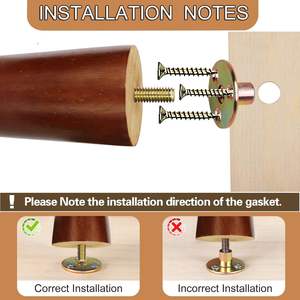 Pieds de meubles en bois marron, pieds de remplacement en bois avec boulons filetés de 5/16'' pour canapé, fauteuil, armoire - Product Image 3