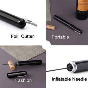 Taşınabilir 2-in-1 el şarap mantar açacağı hava basıncı tirbuşon folyo kesici ile Metal inşaat - Product Image 4