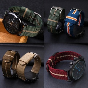 Upro Adjustable <b>Striped</b> Woven Nylon Watch Strap 18/20/22/24 mm <b>Pin</b> Buckle Quick Release Smart Watch Strap Stock Wholesale - Product Image 2