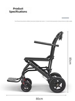 Fauteuil roulant léger en aluminium pliable pour avion, capacité de charge de 100 kg, pour les voyages des personnes âgées