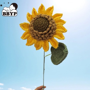 El Örgüsü Pamuklu Yapay Çiçekler Bitmiş El Dokuması El Yapımı Simülasyon İplik Örgü Gül Ayçiçeği Düğün Dekoru - Product Image 1