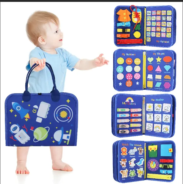 Custom Hot sale on Amazon Montessori Basic Skills Activity Toys Early Education Felt Book Busy Board