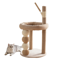 Arbre à chat tout-en-un, mignon et écologique, avec 4 niveaux en satin, griffoirs, lit douillet pour animaux de compagnie, montage facile, emballage en carton pour chats d'intérieur