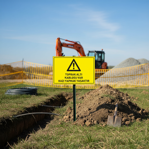 Señal de prohibido la excavación en el patio y el césped con la inscripción 'Cable subterráneo presente' - Product Image 3