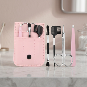 Juego de 4 Pinzas Profesionales Inclinadas de Acero Inoxidable, Brocha de Maquillaje para Cejas, Tijeras de Belleza, Peine para Depilación Facial y de Pestañas - Product Image 4